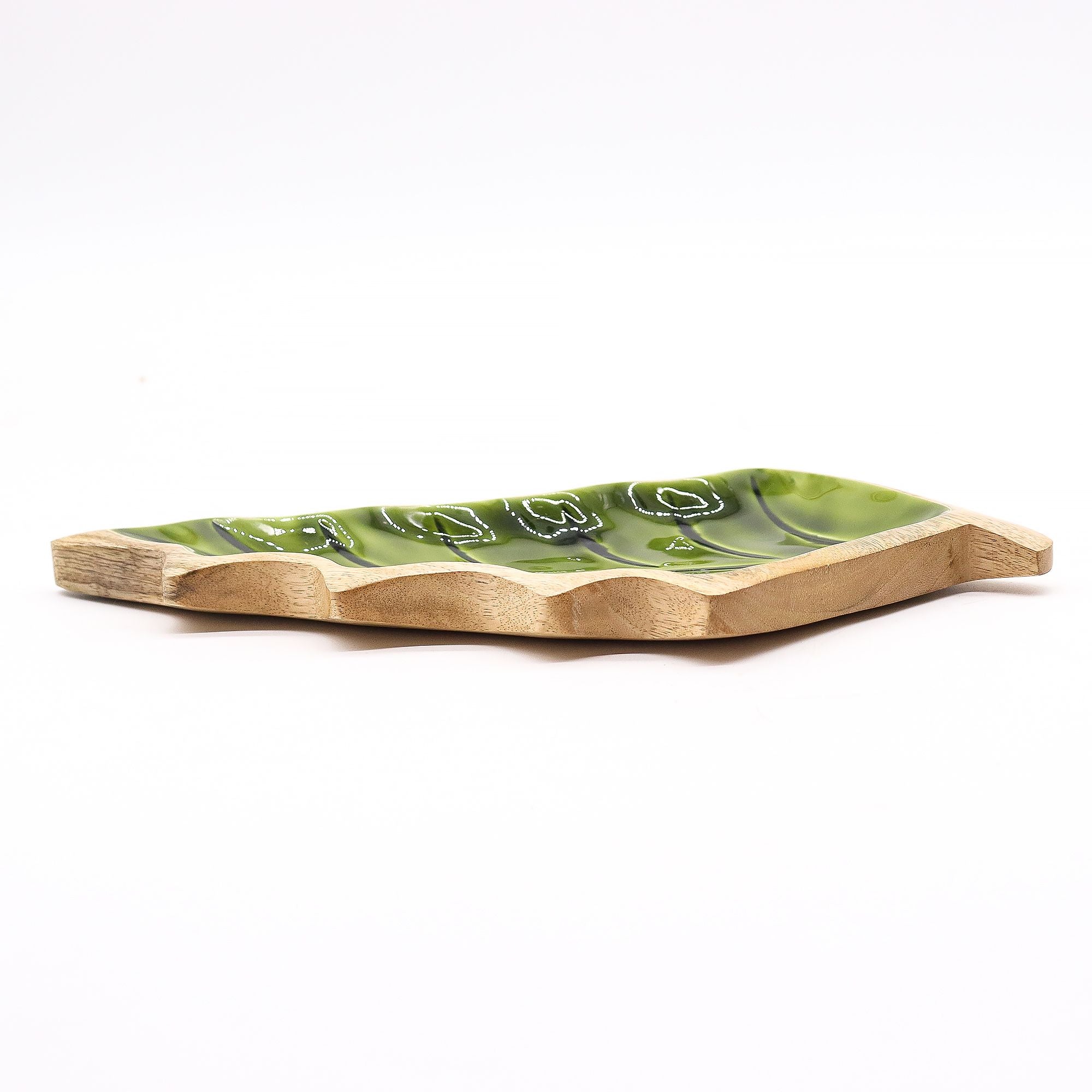 Lost in the Forrest Enamel Leaf Wooden Bowl for Home Decor