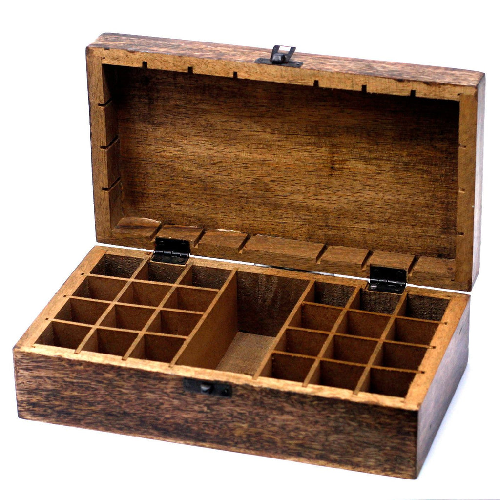 Mango Aromatherapy Box with Floral Design for 24 Essential Oils
