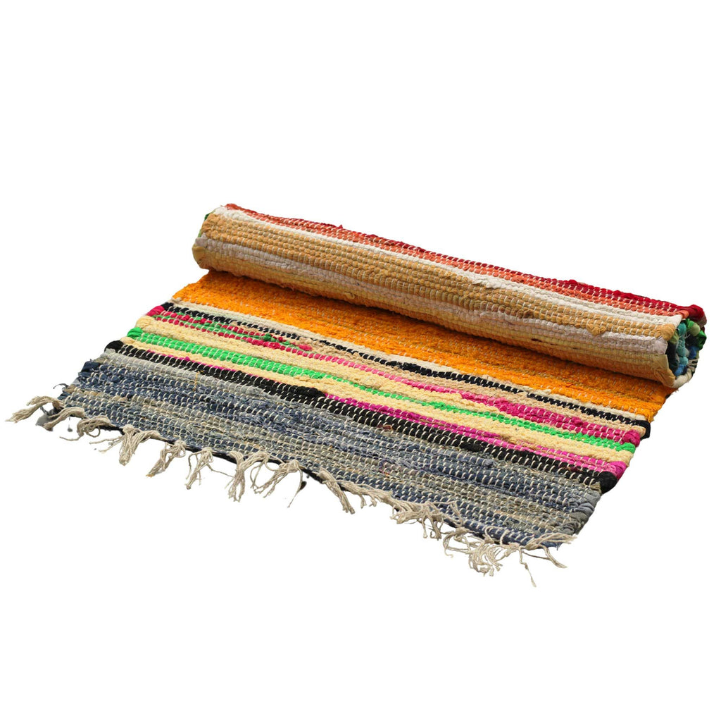 Large Rag Rug in Vibrant Rainbow Colours for Home Decor 150x90cm