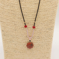 Cord Necklace Gemstone Pendant - Carnelian Sun Face
