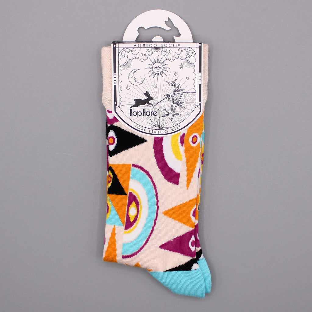 Hop Hare Bamboo Socks S/M in Psychedelic Evil Eye Pattern Design