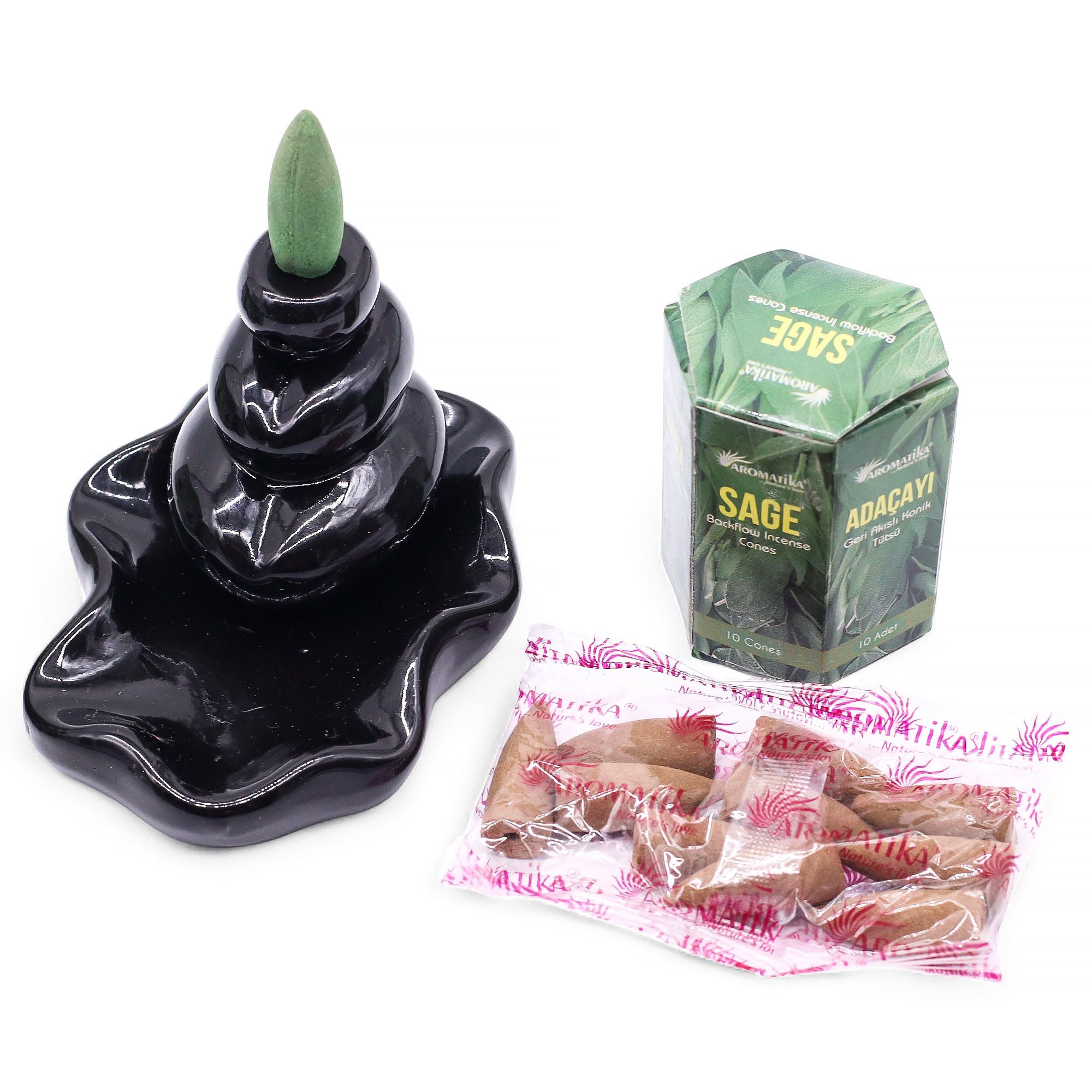 Pack of 10 Sage Masala Backflow Incense Cones for Relaxation
