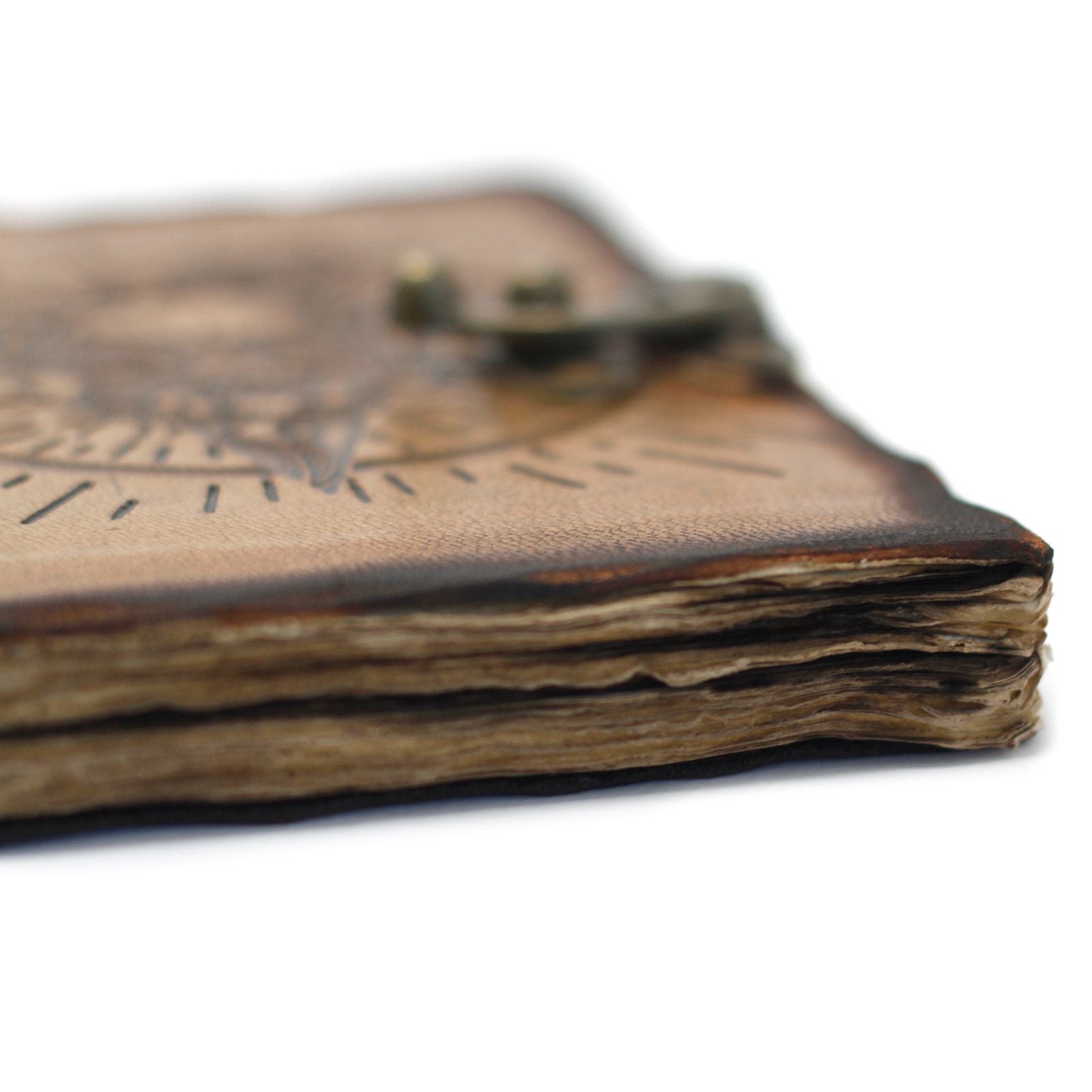 Leather Pentagon & Skull Notebook with Burns Detail 7x5 Inches