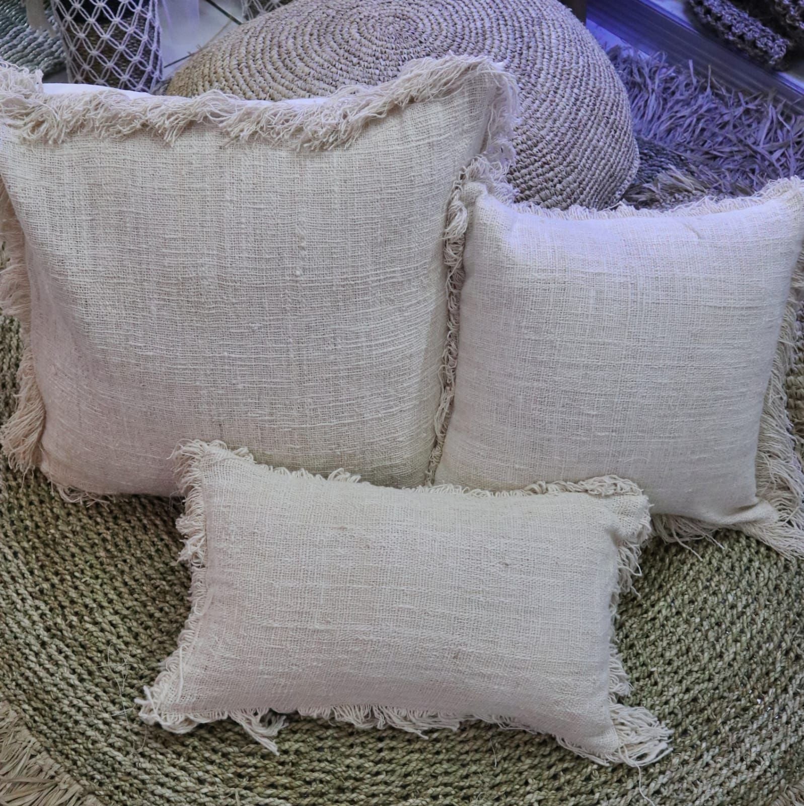Linen Cushion Cover 30x50cm with Fringe for Stylish Home Decor