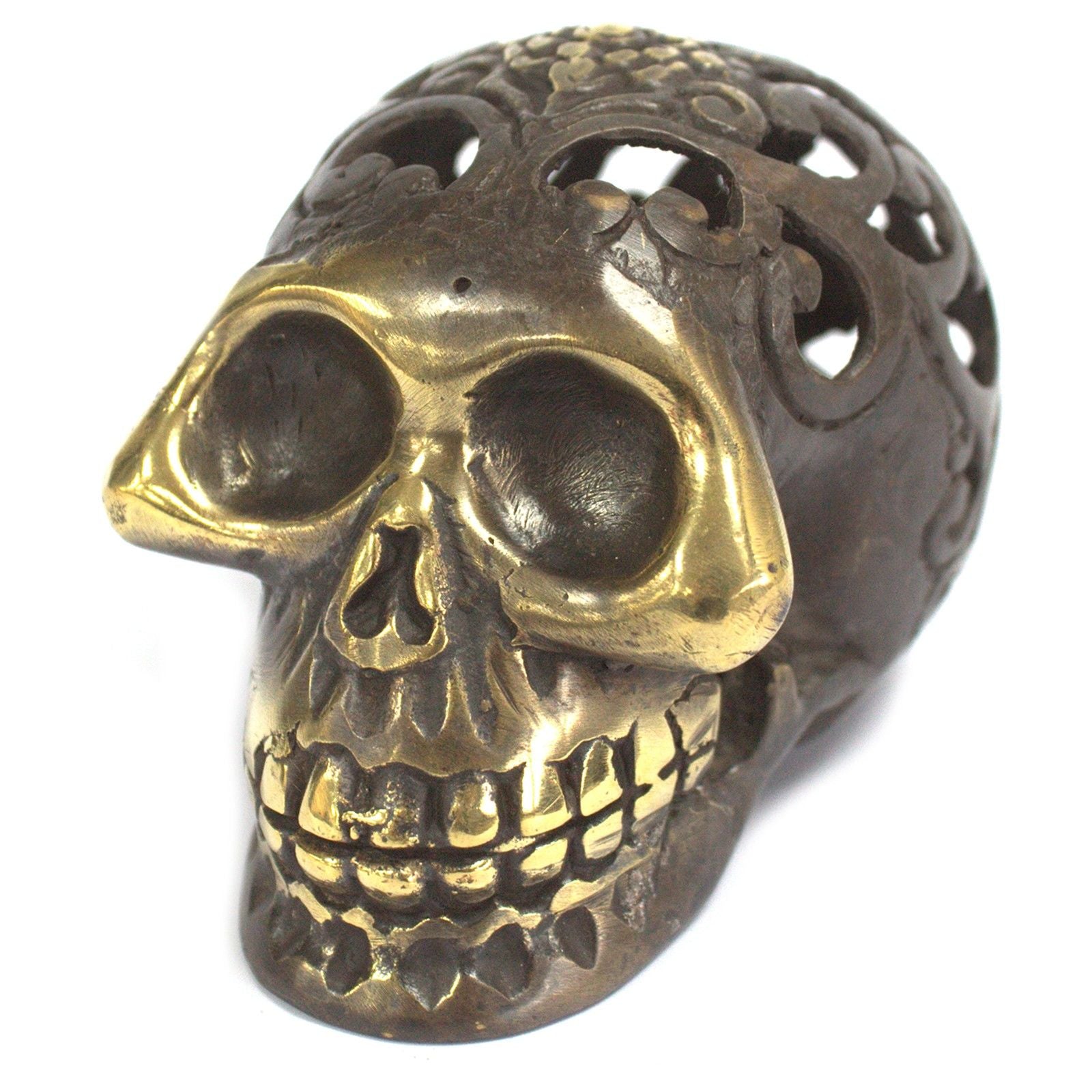 Vintage Brass Skull Large Decorative Fengshui Ornament for Home
