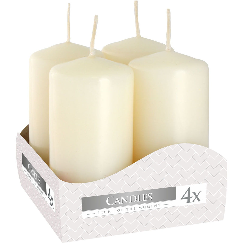 Set of 4 Ivory Pillar Candles for Elegant Home Decor Ambiance