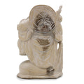 Happy Buddha Bring Wood Whitewash Hand Carved Statue 30cm