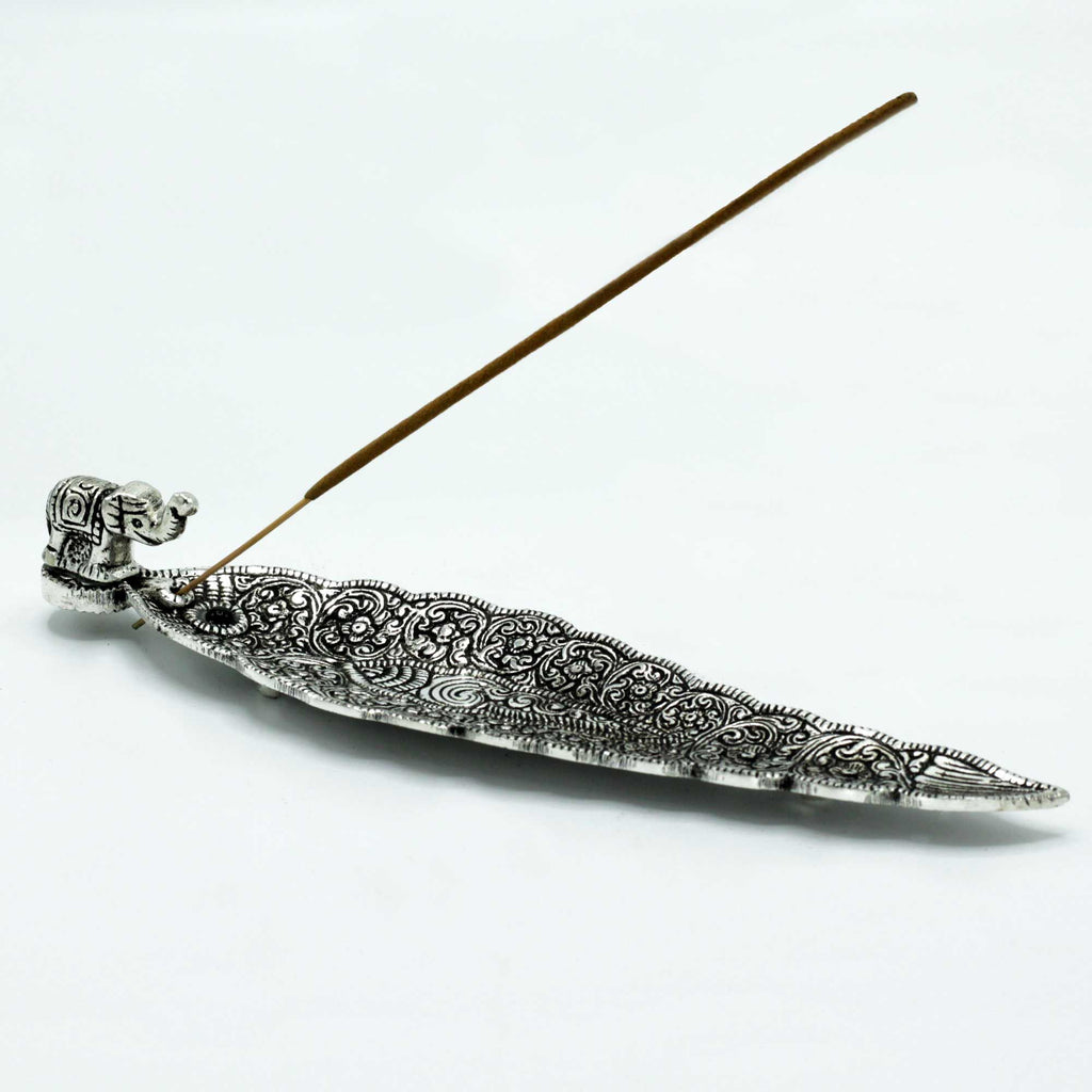 Polished Aluminium Elephant Long Incense Holder for Home Décor
