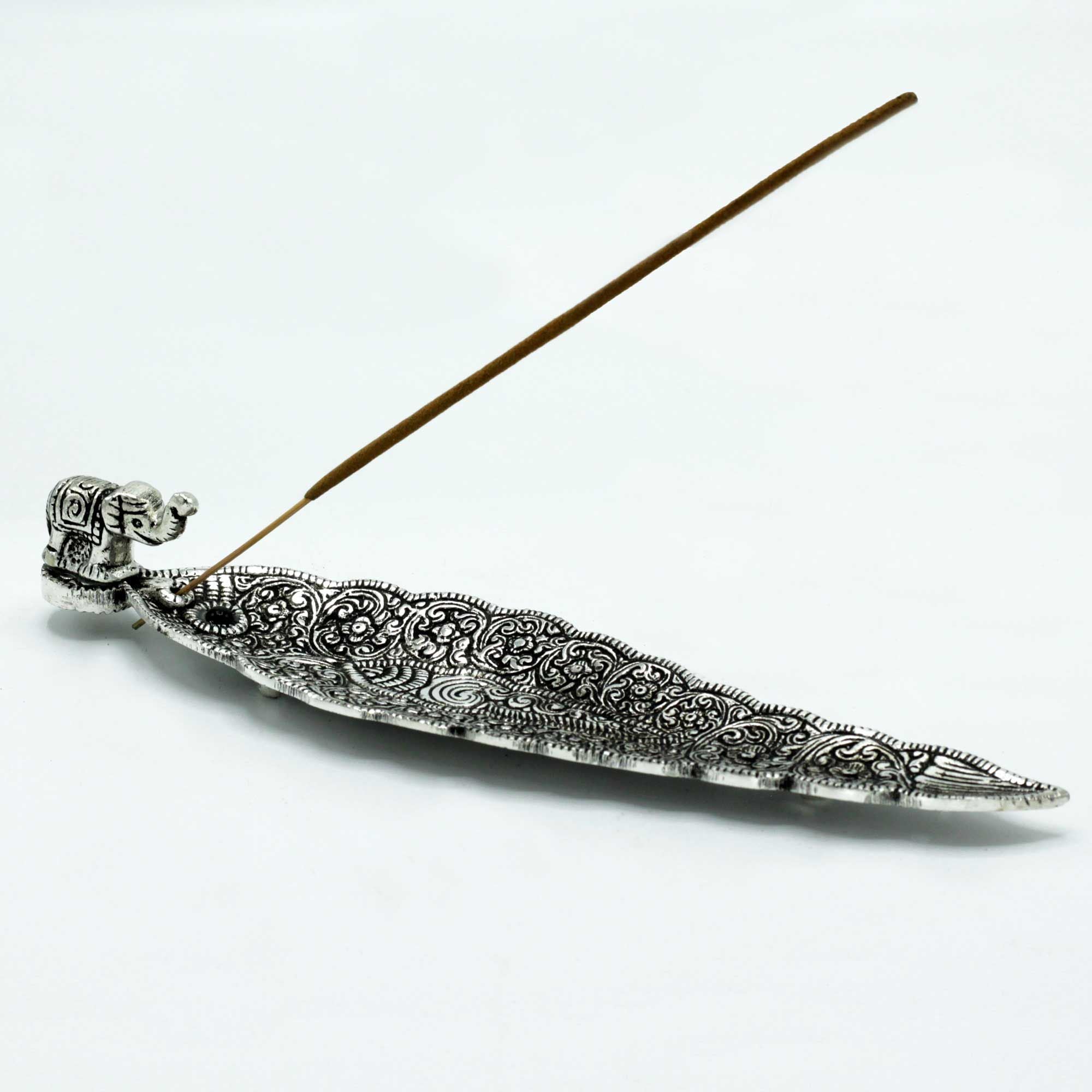 Polished Aluminium Elephant Long Incense Holder for Home Décor