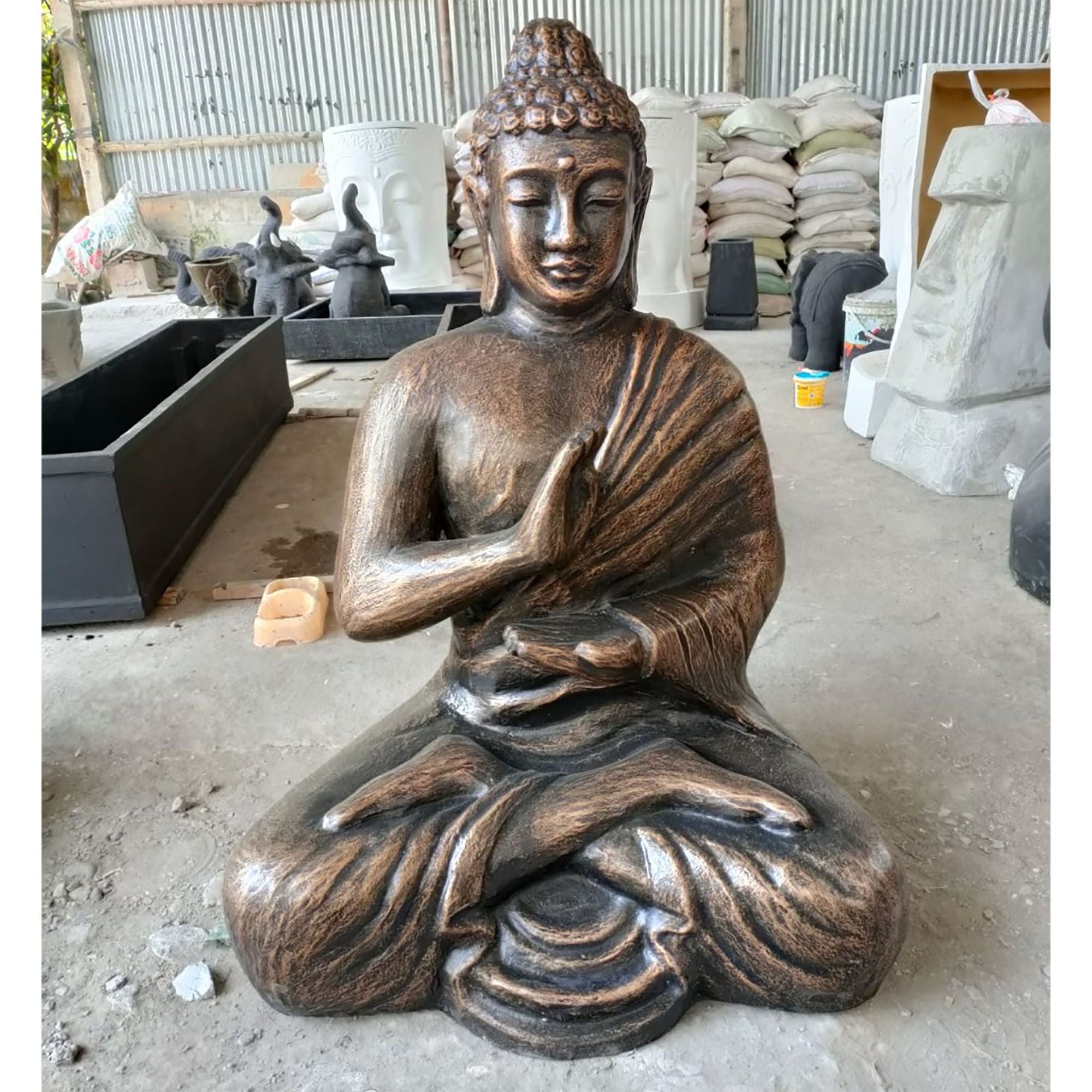 Large Antique Gold Buddha Meditation in Stupa 1.5m Statue