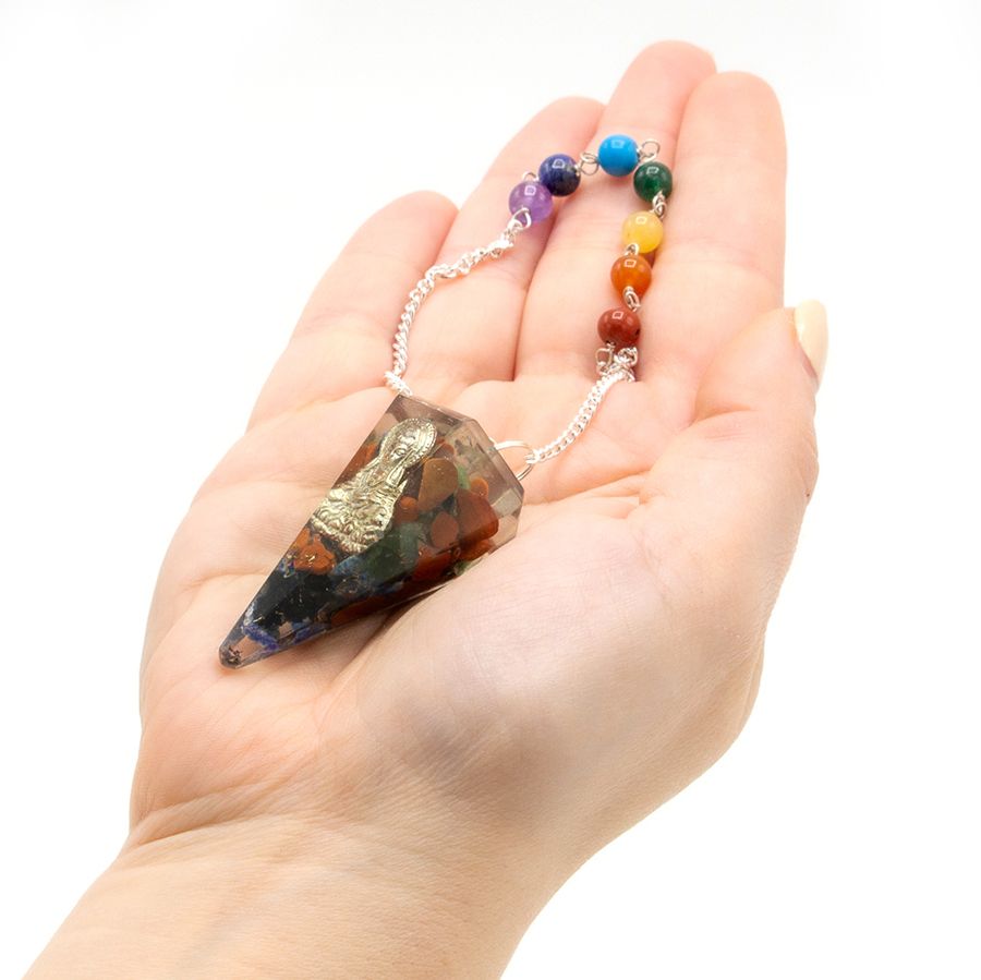 Orgonite Power Chakra Pendulum with Buddha Design for Balance