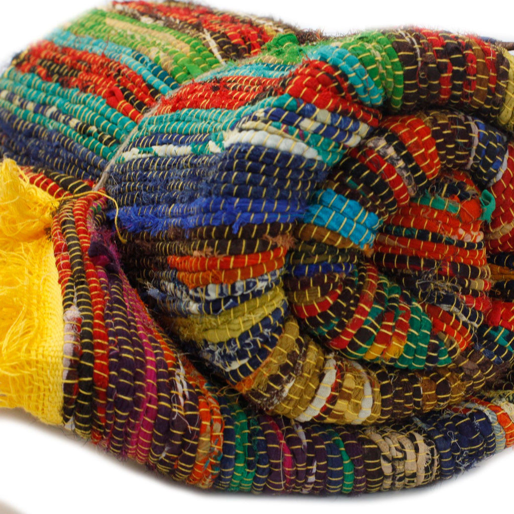 154 x 90cm Luxury Rag Rug in Bright Yellow for Home Decor Styling
