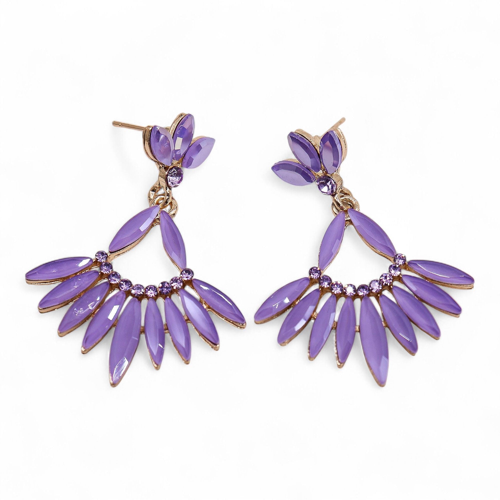 Lavender Vintage Glass Long Drop Earrings for Elegant Style