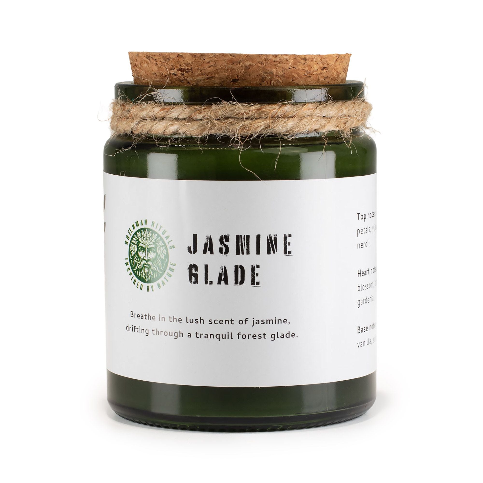 Greenman Woodwick Soy Candle Jasmine Glade in Green Glass Jar