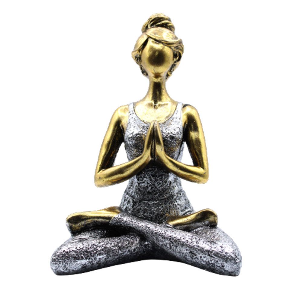 Yoga Lady Figure in Bronze and Silver 24cm Decorative Accent Piece