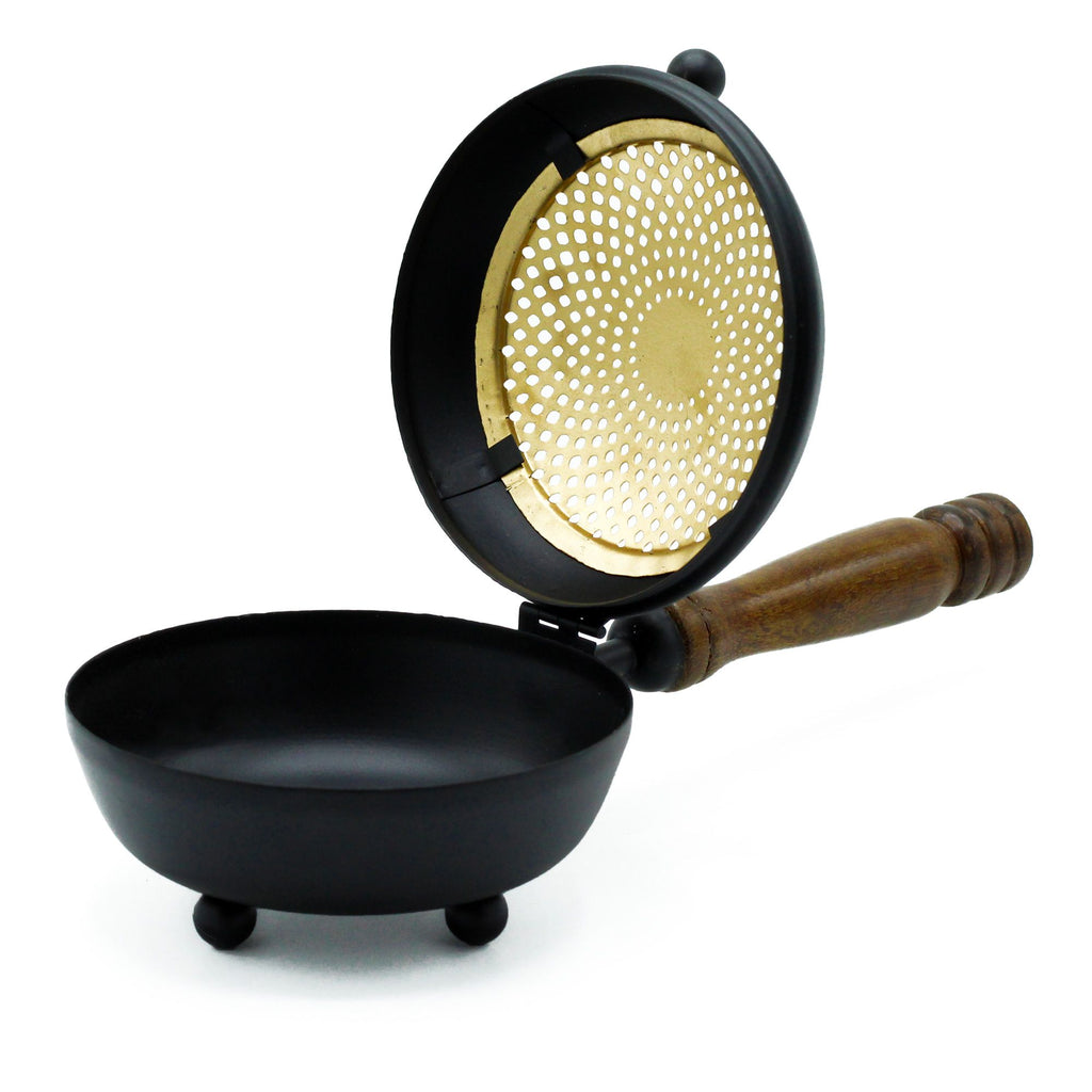 Large Iron Censer Incense Burner with Gold Detail for Home Use