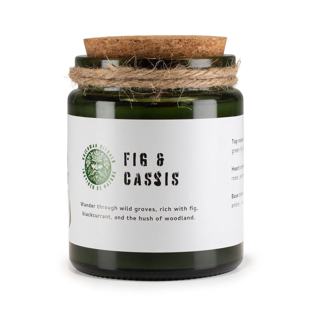 Greenman Woodwick Soy Candle Fig & Cassis in Rustic Glass Jar