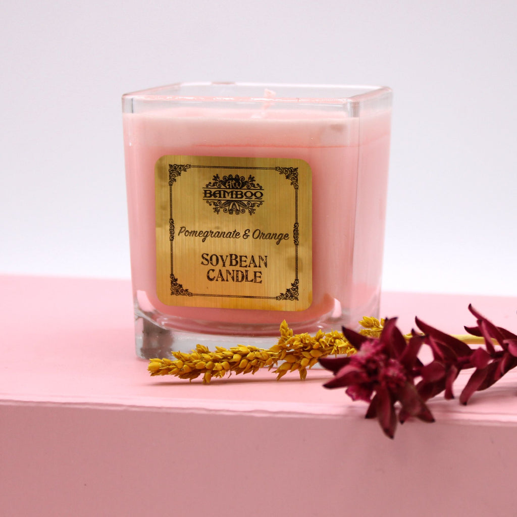 Soybean Candles Pomegranate and Orange in Recycled Glass Jars