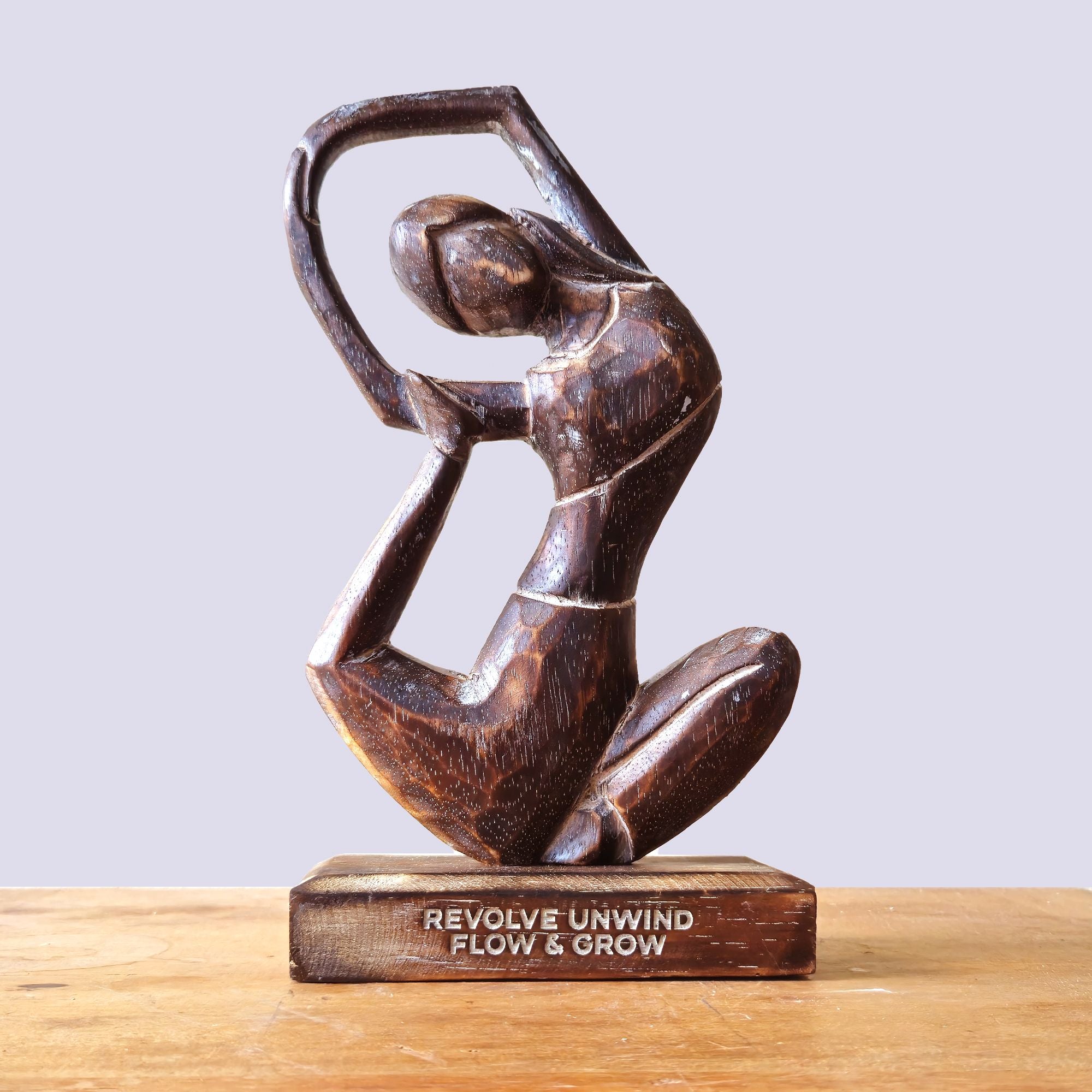 Wooden Yoga Lady Antique Revolved Pose for Home Decor Display