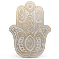 Mango Wood Hamsa Wall Plaque in Whitewash for Home Decor
