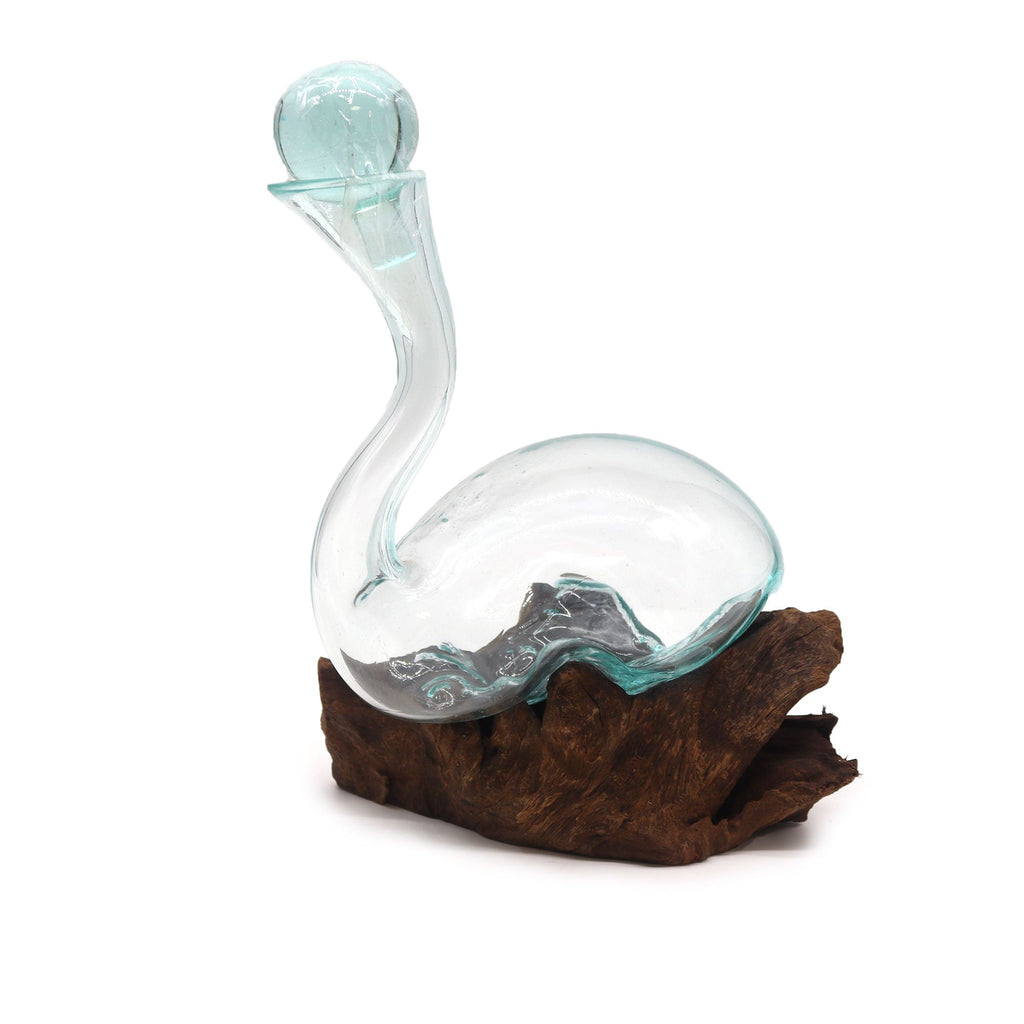 Molten Glass on Wood Wine Decanter for Stylish Entertaining
