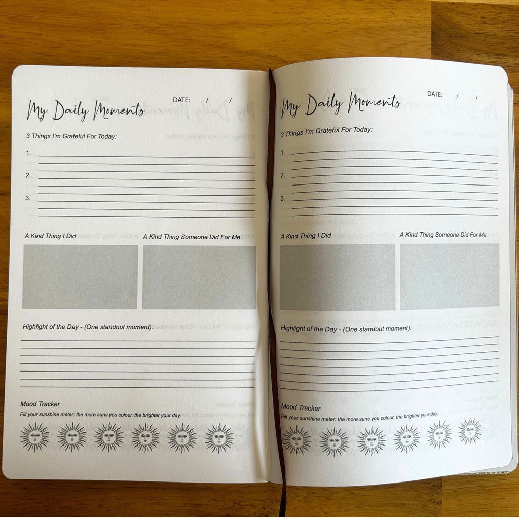 Ivory Gratitude Journal with Gold Lining and 120 Guided Pages