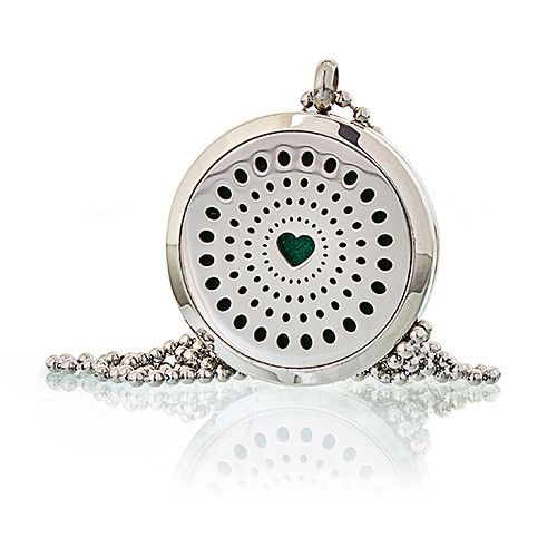 Aromatherapy Diffuser Necklace Heart Design with Sparkling Diamonds