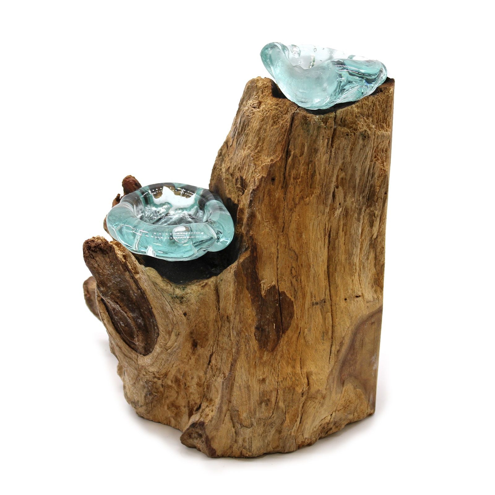 Molton Glass Candle Double Holder on Wood for Home Decor Accent