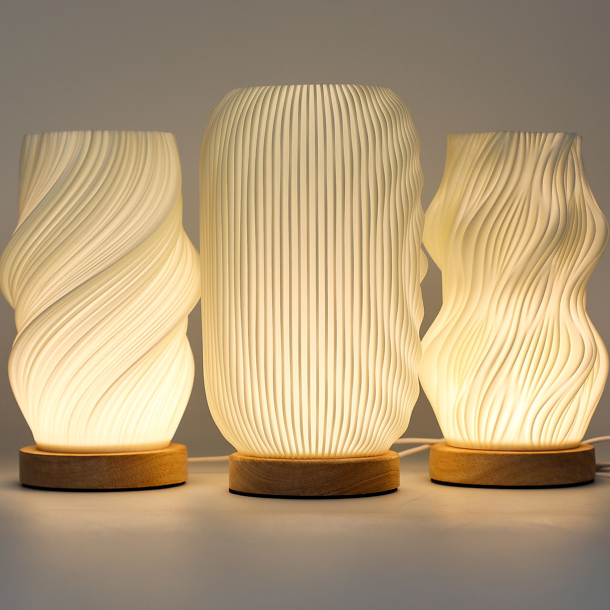 Modern Twisted New Wave Lamp with USB and 3 Brightness Settings