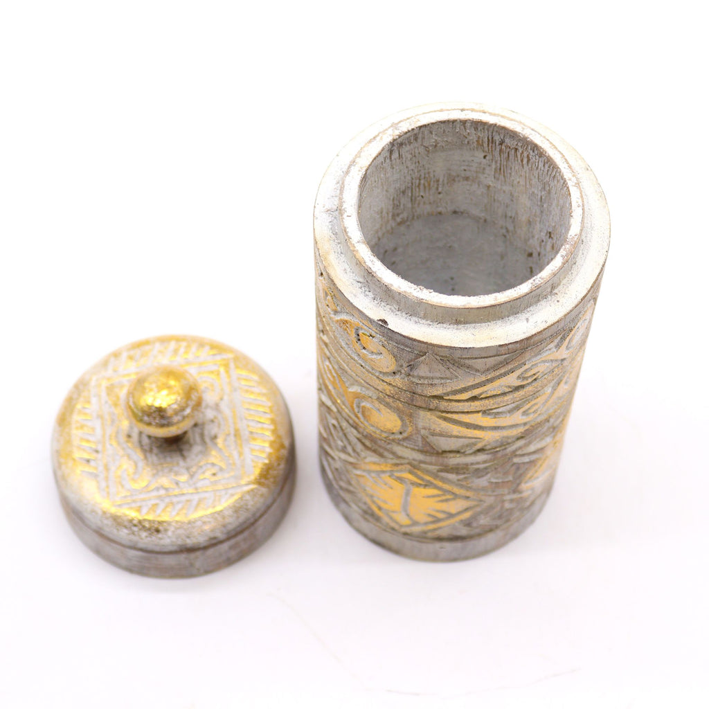 White and Gold Tall Container for Elegant Storage Solutions