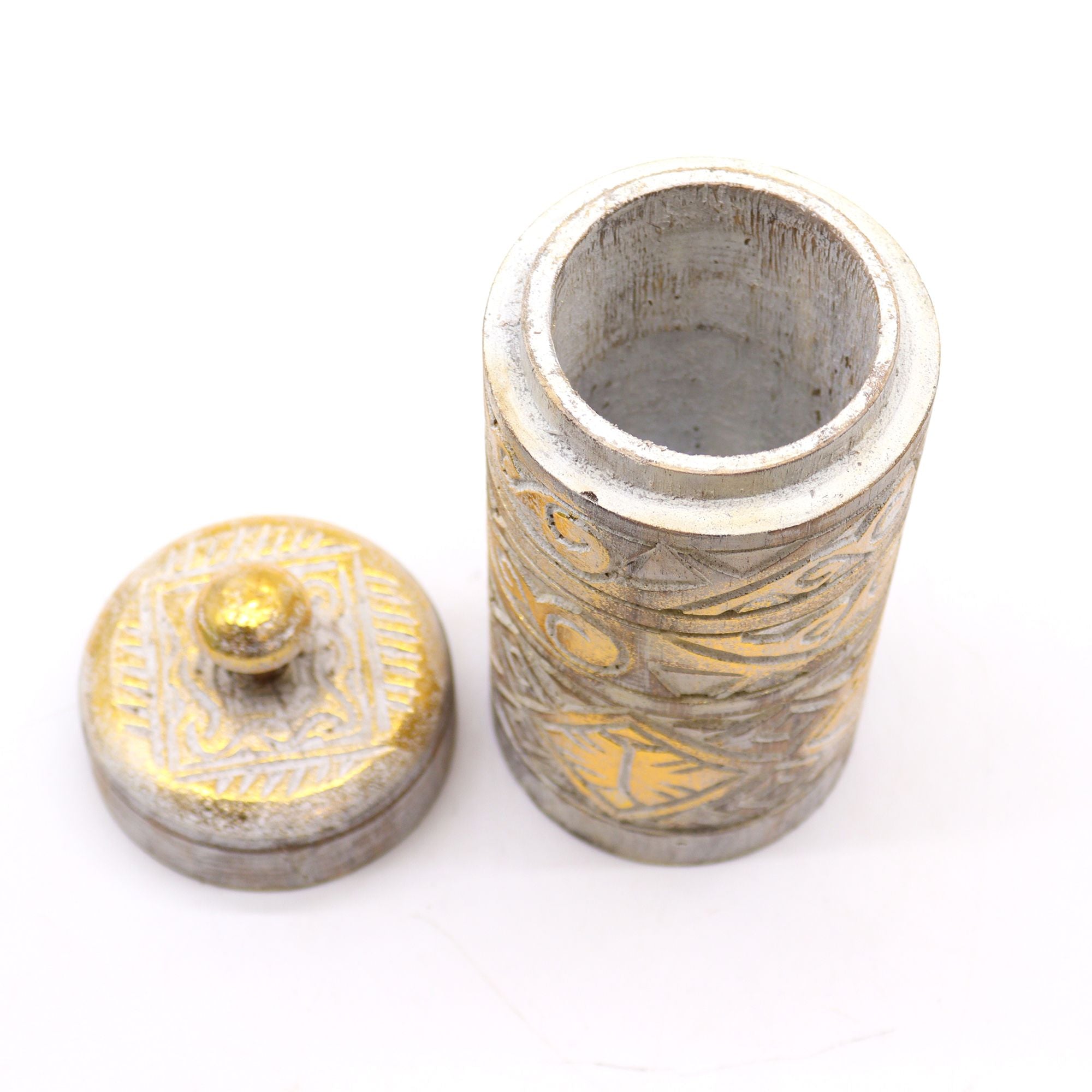 White and Gold Tall Container for Elegant Storage Solutions