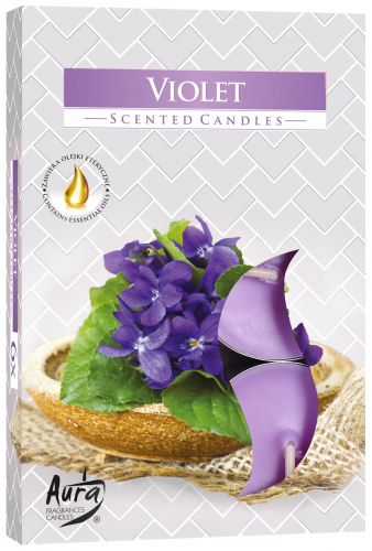 Set of 6 Scented Tealights in Violet for Home Fragrance Decor