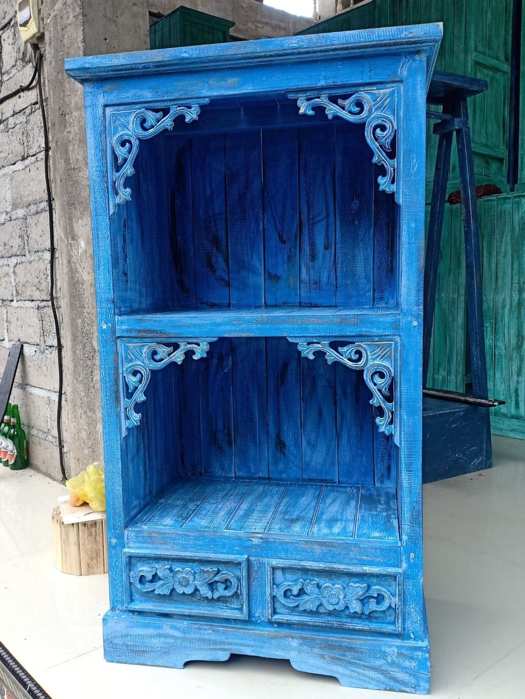 Albasia Bathroom Cabinet in Bluewash for Elegant and Stylish Storage
