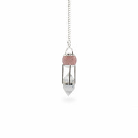 The Heart Whisperer- Double Power Pendulum - Rose Quartz Globe - Clear Quartz Double Terminated