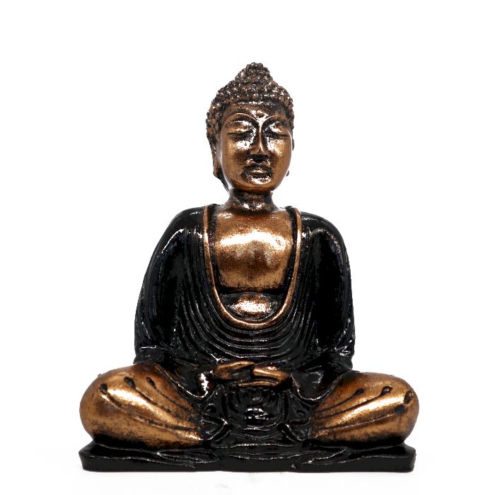 Black & Gold Buddha Medium Hand Painted Resin Statue for Decor