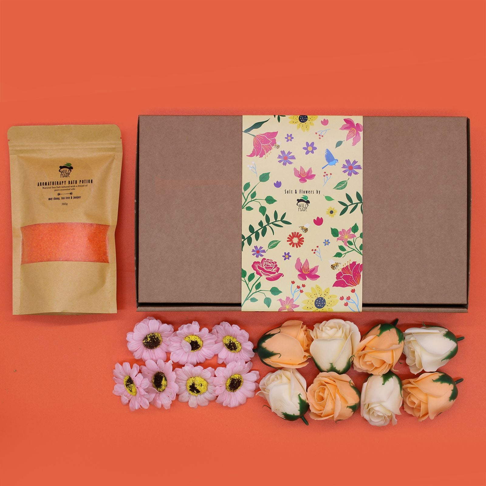 Salt Soak Set Total Detox with Aromatic Bath Salt and Soap Flowers