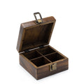 Mango Carved Tea Box with 4 Compartments for Organised Storage