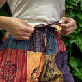 Nomad Sari Mushroom Pants with Block Print Designs in Orange Tones