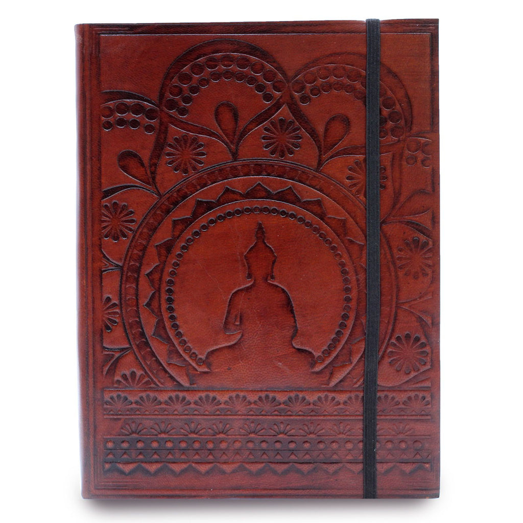Medium Notebook with Strap Featuring Elegant Tibetan Mandala Design