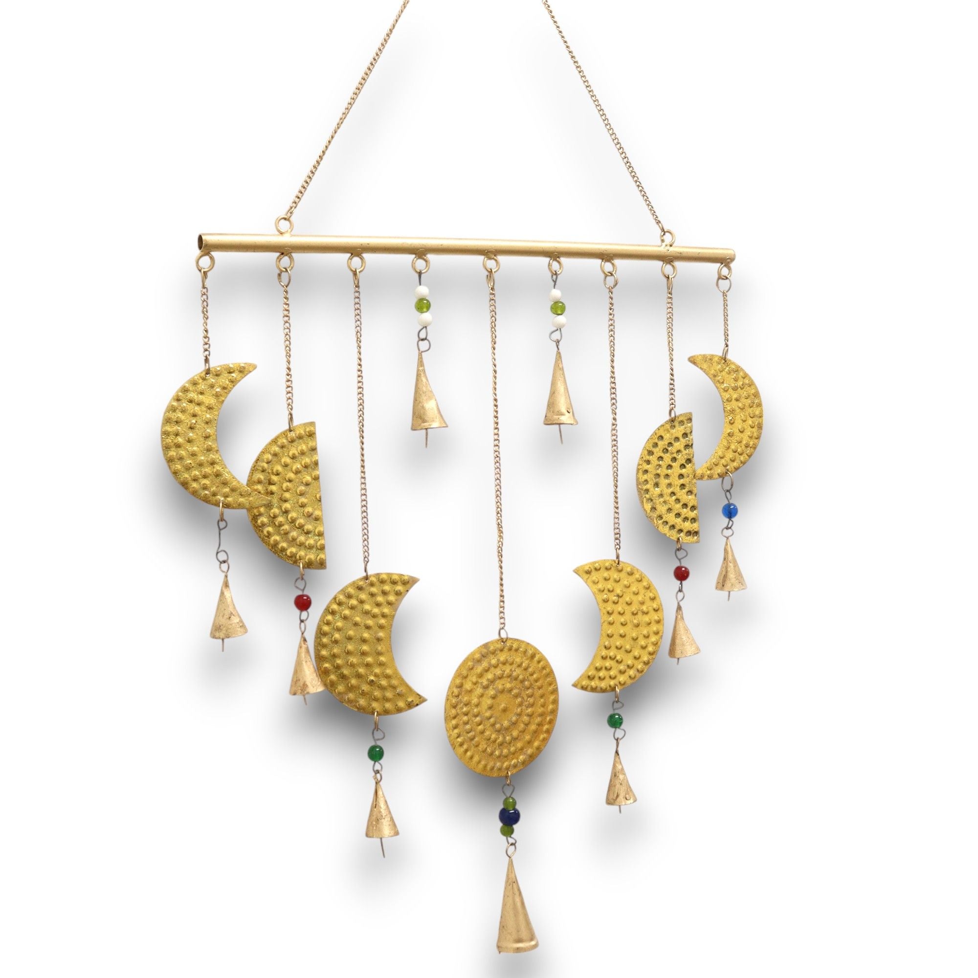 Indian Chimes Brass Moon Phases Chimes with Intricate Design