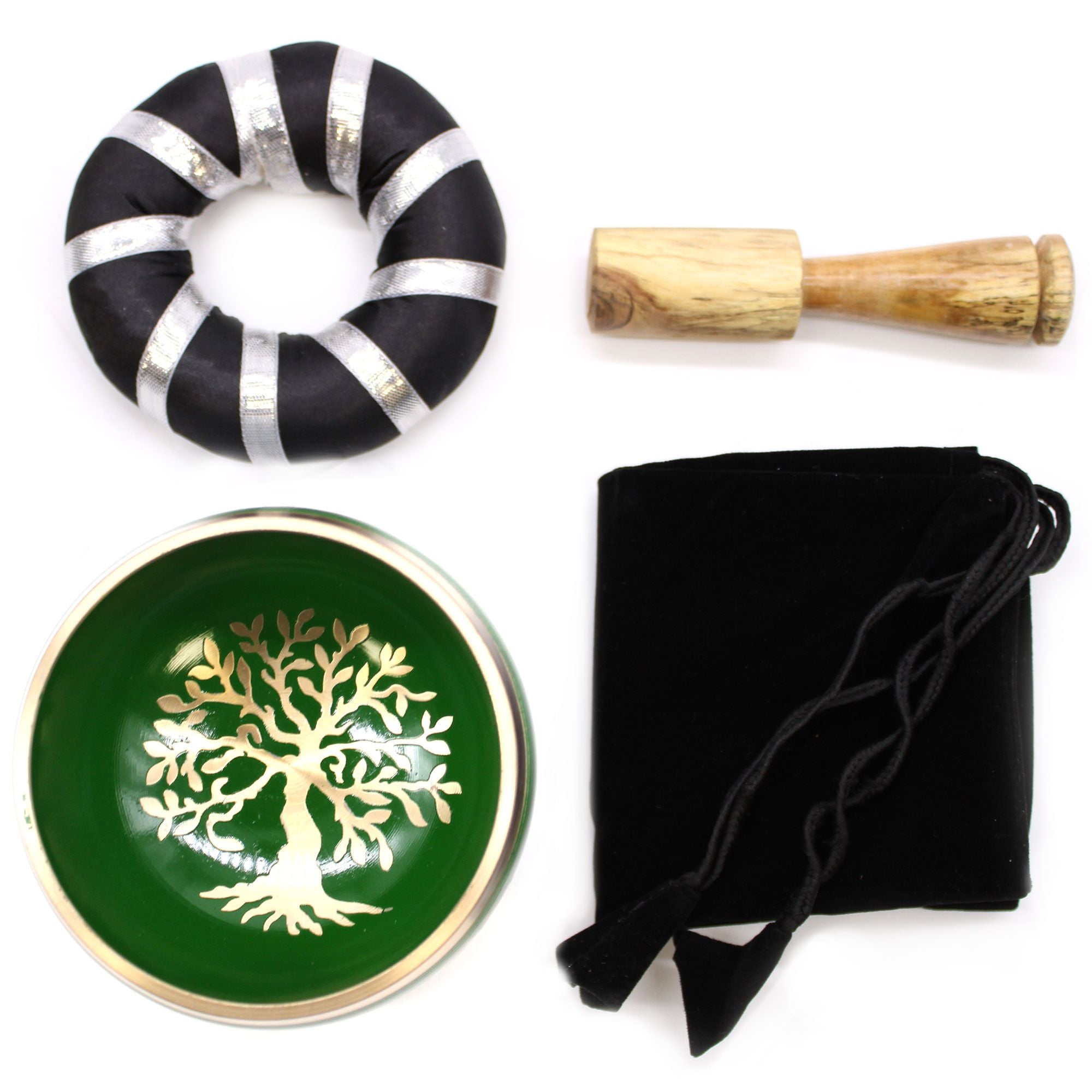 Tree of Life Singing Bowl Set in Green 10.7cm for Home Decor