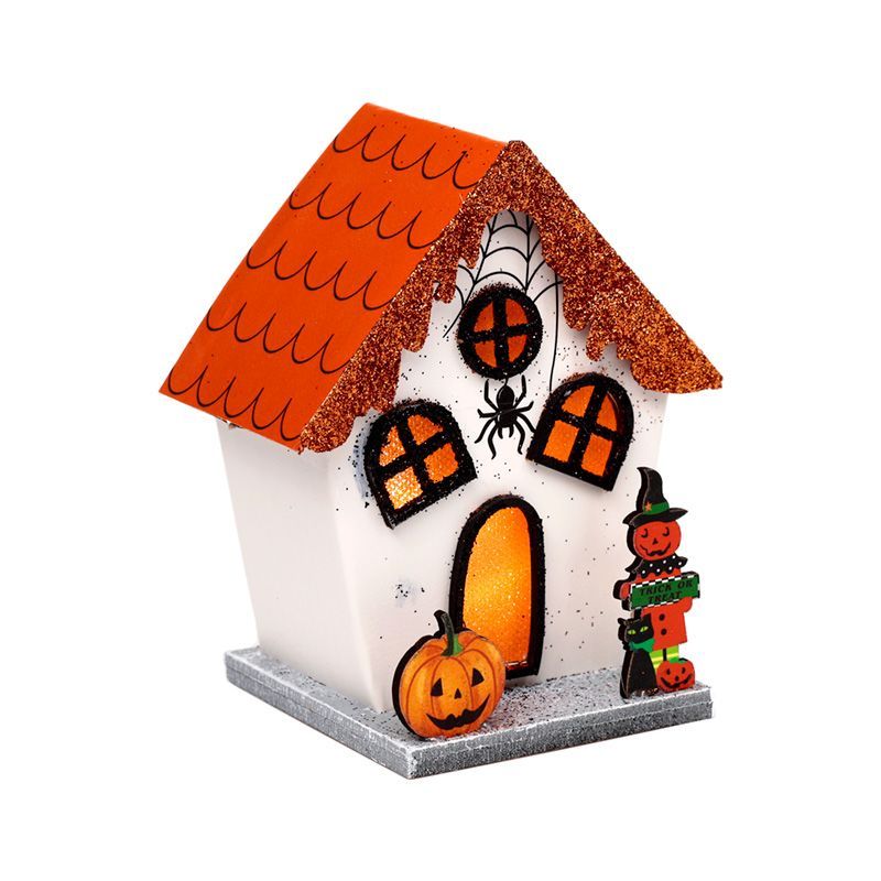 Spooky Spider Pumpkin House Halloween LED Decoration for Festivities