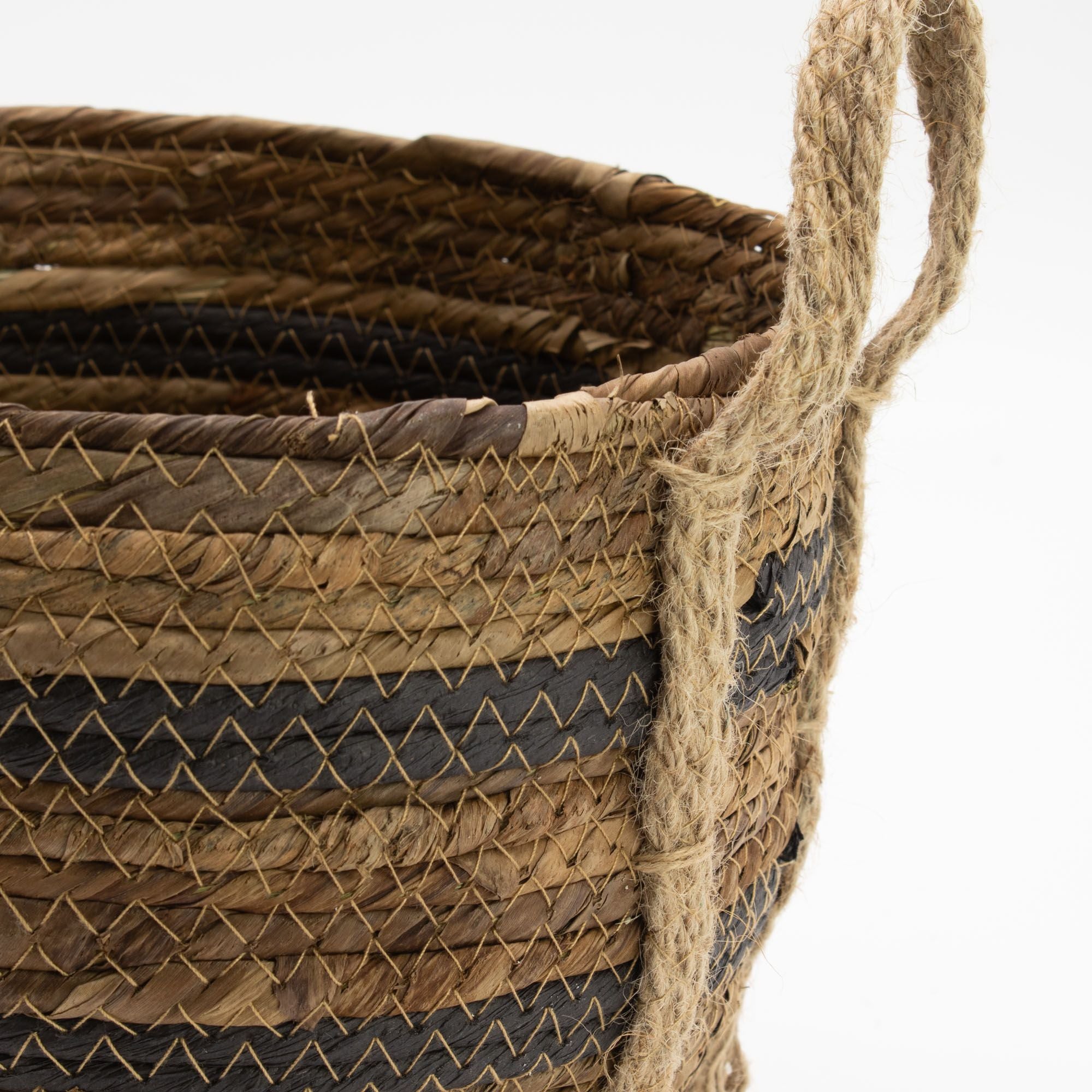 Bananna Leaf & Seagrass Large Baskets Natural Browns Set of 3