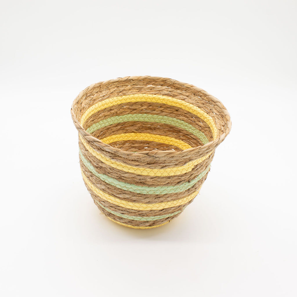 Seagrass & Straw Vase Shaped Baskets Set of 3 in Yellow & Green