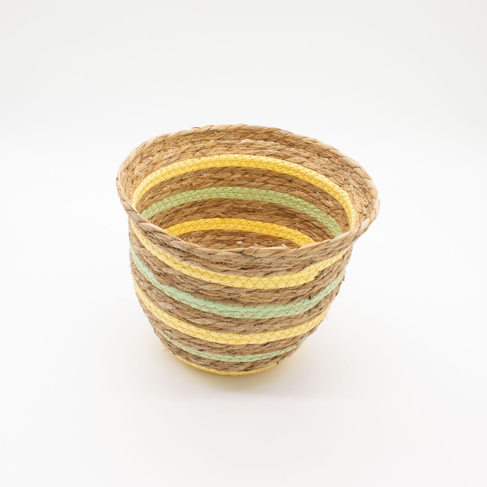 Seagrass & Straw Vase Shaped Baskets Set of 3 in Yellow & Green