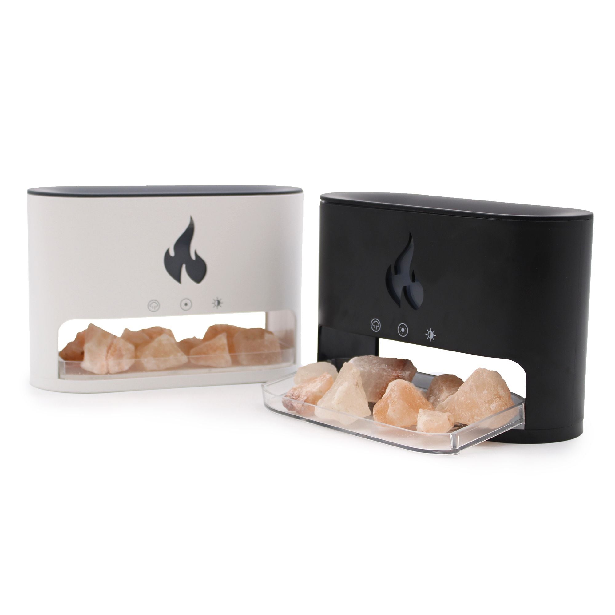 White Blaze Aroma Diffuser with Himalayan Salt Chamber Flame Effect