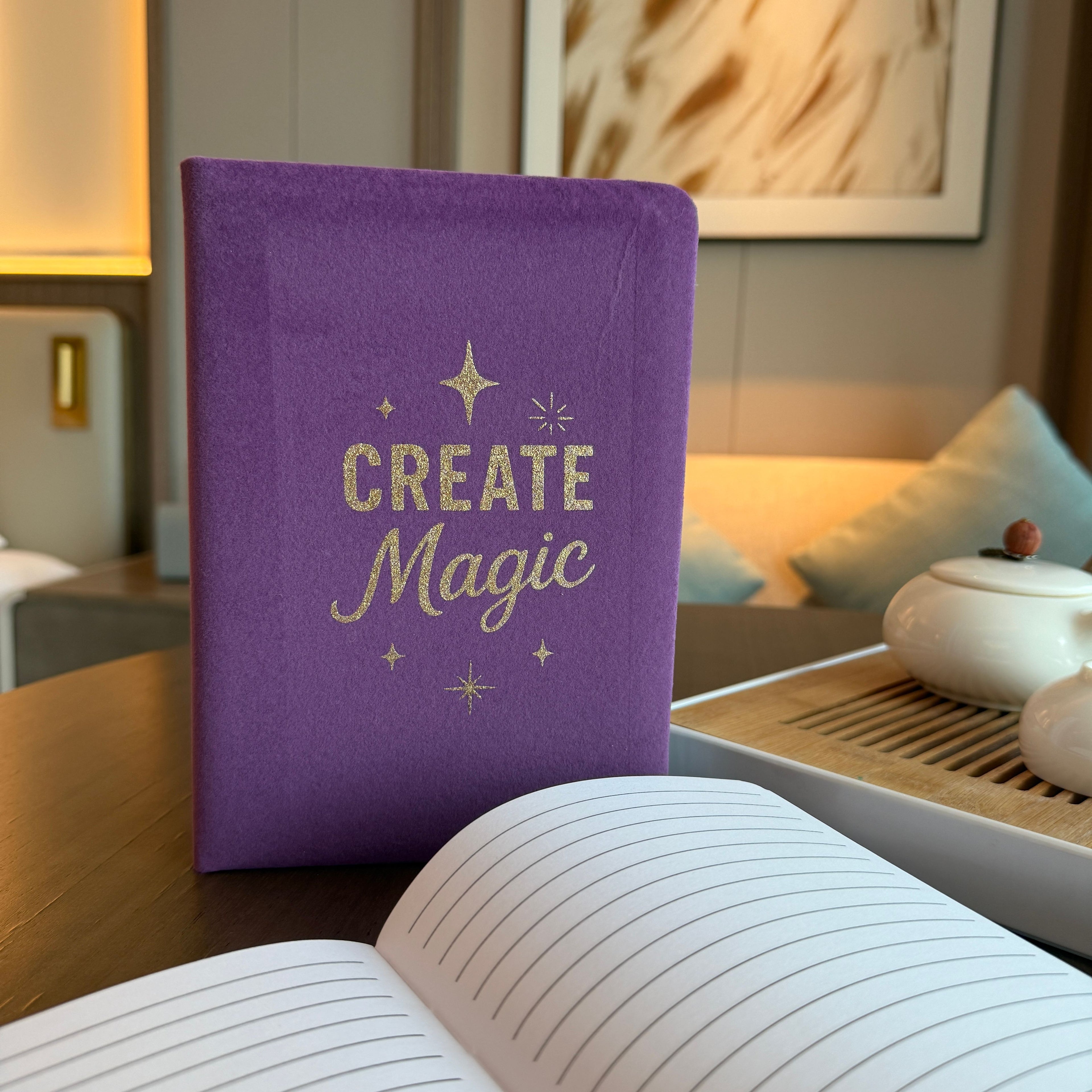 Purple Velvet Notebook with 80 Pages for Creative Expression