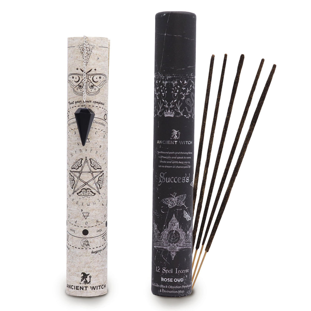 Success Spell Incense with Black Obsidian Pendulum for Focus