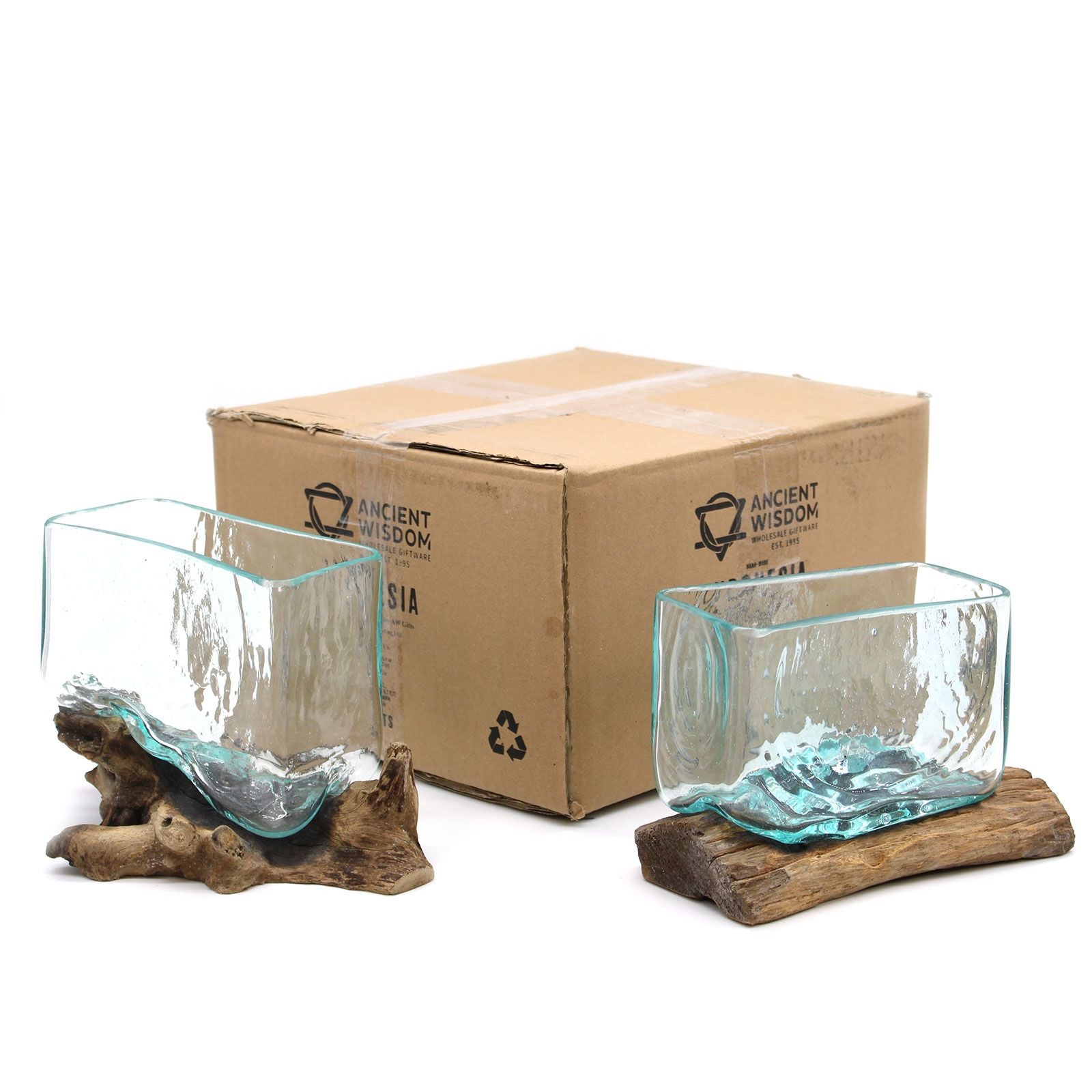 Molten Glass Tank on Wood with Stand Medium Bowl for Display