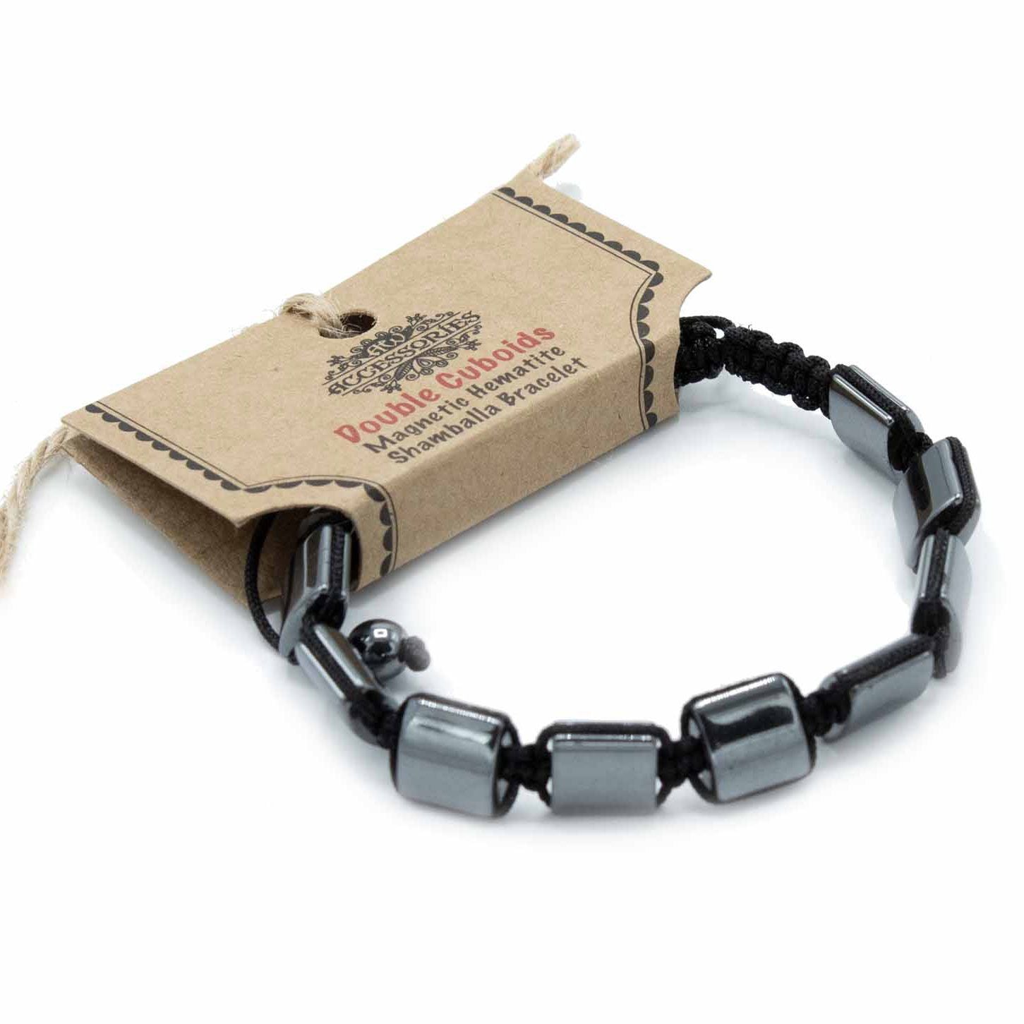 Magnetic Hematite Shamballa Bracelet with Double Cuboids Design